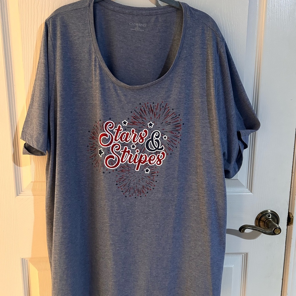 Catherines Blue Heathered Graphic Tee